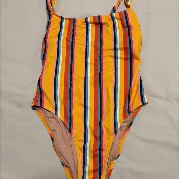 Madewell Vibrant Striped One Piece Swimsuit Sz S - Picture 1 of 6